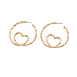 女性用合金スタッドピアス  ハート  ゴールドカラー  50x50mm&nbsp;WGA5ACD-01