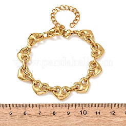 304 Stainless Steel Heart Link Chain Bracelets for Women&nbsp;BJEW-F536-19G