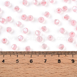 ガラスシードビーズ  色の内側  双円錐形  ピンク  4.5x3.5mm  穴：1.4mm  6425個/ポンド&nbsp;SEED-N007-01E