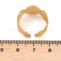 女性用304ステンレススチールカフオープンリング  ラウンド  エナメル  ゴールドカラー  6.5~11mm  usサイズ7 1/4(17.5mm)&nbsp;RJEW-I113-02G-02