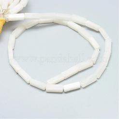天然石ホワイトジェイドビーズ連売り  直方体の  13~14x4~5x4~5mm  穴：1mm  約29~31個/連  15.3インチ&nbsp;G-R299-20