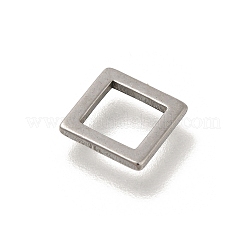 304ステンレススチールチャーム  レーザー切断  ステンレス鋼色  正方形  8x8x1mm  穴：5.5x5.5mm&nbsp;STAS-S144-01P-H