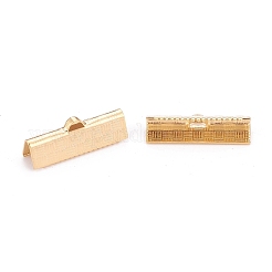 304ステンレススチールリボンカシメエンドパーツ  ゴールドカラー  7x20x5mm  穴：1.4x0.5mm&nbsp;LS-STAS-P249-29B-G
