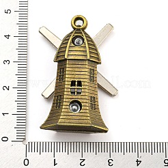 合金のチベット風チャーム  風車  カドミウムフリー＆鉛フリー  アンティークブロンズ  43x28x12.5mm  穴：2mm&nbsp;FIND-C052-09AB