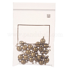 ループ付き真鍮製マグネットクラスプ  ラウンド  アンティークブロンズ  11.5x6mm  穴：1.6mm&nbsp;KK-YW0001-17A-B
