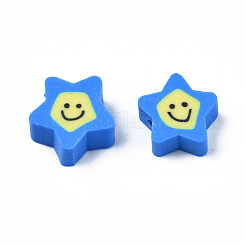 手作り樹脂粘土ビーズ  笑顔で主演  ミックスカラー  7.5~9x8.5~9x3.5~4mm  穴：1.6mm&nbsp;CLAY-N011-45A