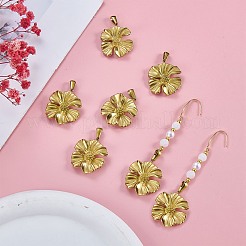 304ステンレススチールペンダント6個  花のチャーム  18KGP本金メッキ  28x24.5x8mm  穴：2.5x6.5mm&nbsp;STAS-SZ0003-57