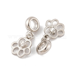 ラックメッキ合金ヨーロッパダングルチャーム  足跡の大きな穴のペンダント  プラチナ  23mm  足跡：14x11.5x1.5mm  穴：4.5mm&nbsp;FIND-C055-16P
