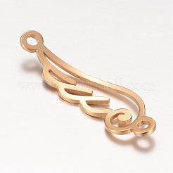 201 ステンレススチールリンクコネクター  ウイング  ゴールドカラー  32.5x10x1mm  穴：1.5mm&nbsp;STAS-S059-09A