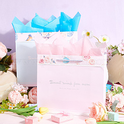 2Pcs 2 Colors Valentine's Day Theme Flower Printed Rectangle Paper Bags with Rope Handle&nbsp;ABAG-SP0001-27