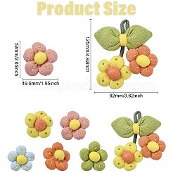 6Pcs 6 Styles Flower Cotton Brooches&nbsp;JEWB-CJ0001-72
