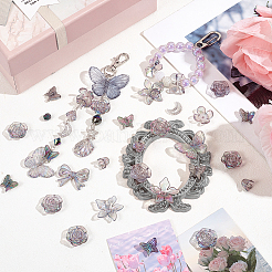 100gの樹脂チャームとビーズDIYジュエリー製作キット  混合図形  ブラック  8.5~26x6.5~30x2~7mm  穴：1.5mm&nbsp;OHAR-SC0003-01A