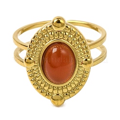 Oval Natural Carnelian Finger Rings&nbsp;RJEW-Q822-51G-02