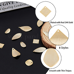 32個8スタイル真鍮ペンダント  ティアドロップ＆スクエア＆ファン  24KGP本金メッキ  12~25.5x12~20.5x1~2mm  穴：1~1.4mm  4個/スタイル&nbsp;KK-HY0001-31
