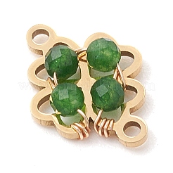 5Pcs 5 Styles Natural Moss Agate & Dyed TaiWan Jade & Green Aventurinee & Ruby in Zoisite & Synthetic Green Goldstone Connector Faceted Round Links&nbsp;PALLOY-JF03251