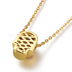 Brass Micro Pave Cubic Zirconia Pendant Necklaces&nbsp;NJEW-A127-05G