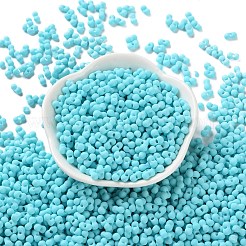 ゴム風ガラスシードビーズ  ピーナッツ  シアン  6~6.5x3~3.5x3~3.5mm  穴：1mm  約4500個/ポンド&nbsp;SEED-Z003-01D