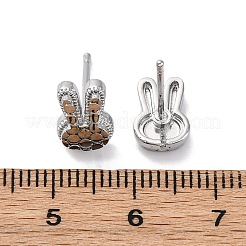 真鍮製スタンドピアス  兎  プラチナメッキ  10.5x7mm&nbsp;EJEW-D288-12P
