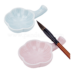 2個 2色セラミックブラシホルダー  中国製のブラシレスト ブラシスタンド  花  ミックスカラー  11.7x7.4x2.5cm  1pc /カラー&nbsp;DIY-PH0023-06