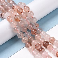 ナチュラルレッドヘマトイドクォーツ/鉄クォーツビーズ連売り  ファイアークォーツ  ラウンド  8.5mm  穴：1.2mm  約46個/連  15.35''（39センチメートル）&nbsp;G-E571-03A