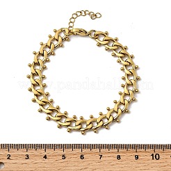 パンクスタイルの304ステンレススチール製カーンチェーンブレスレット（女性用）  イオンプレーティング（ip）  ゴールドカラー  6-3/4インチ（17.3cm）&nbsp;BJEW-A044-01G