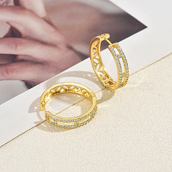 Hollow Brass Clear Cubic Zirconia Hoop Earrings&nbsp;OV8801