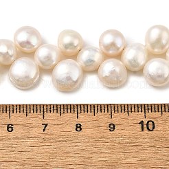 天然養殖淡水パールビーズ連売り  研磨両側  グレード3 A  トップ掘削  古いレース  7~9mm  穴：0.6mm  約92個/連  15.67''（39.8センチメートル）&nbsp;PEAR-I007-03F-01