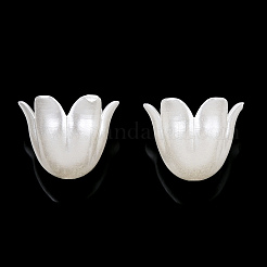 スプレーペイントabsプラスチック模造真珠ビーズ  花  ベージュ  10x11x8.5mm  穴：1.4mm&nbsp;X-MACR-N013-001F