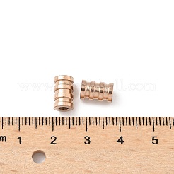 イオンプレーティング（IP）304ステンレス鋼チューブビーズ  溝付き  コラム  ローズゴールド  9x6mm  穴：3mm&nbsp;STAS-WH0055-03RG
