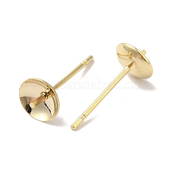 真鍮スタッドイヤリングを見つける  鉛フリー＆カドミウムフリー  ラウンド  24KGP本金メッキ  14x6mm  ピン：12x1mm&nbsp;KK-K383-01D-G