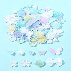 レインボー虹色メッキアクリルビーズ  パールカラーの  混合図形  ミックスカラー  10~40x8~42x4~11mm  穴：1.2~7mm  15g /スタイル&nbsp;OACR-FS0001-99B