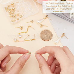 40Pcs 4 Size Rack Plating Brass Ball Stud Earring Post&nbsp;KK-BC0009-94