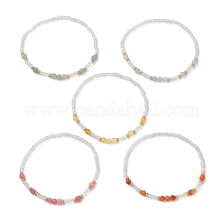 Natural Gemstone & Glass Seed Beads stretch Bracelets for Women&nbsp;BJEW-MZ00344