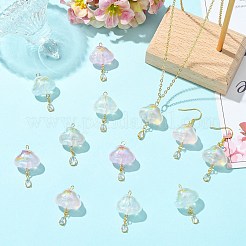 15Pcs 5 Colors Transparent Acrylic with Brass Micro Pave Cubic Zirconia Pendants&nbsp;PALLOY-CJ00190
