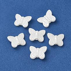 Abs模造パールビーズ  蝶  ゴーストホワイト  11x14x3.5mm  穴：1.8mm&nbsp;OACR-Q194-04