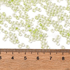 ガラスシリンダービーズ  シードビーズ  色の内側  丸い穴  緑黄  2.4~2.7x1.5~1.8mm  穴：1.2mm  約20000個/ポンド&nbsp;SEED-L011-11B-11