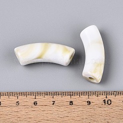 ツートンアクリルビーズ  天然石風  カーブチューブ  ダークカーキ  35x11mm  穴：4mm  約155個/500g&nbsp;MACR-WH0015-02