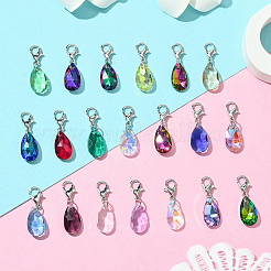 2Sets Glass Teardrop Pendant Decoration&nbsp;HJEW-SC0002-18
