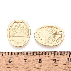 合金ペンダント  オーバル  カドミウムフリー＆鉛フリー  マットゴールドカラー  21x16.5x1.5mm  穴：2.2mm&nbsp;PALLOY-N179-29MG