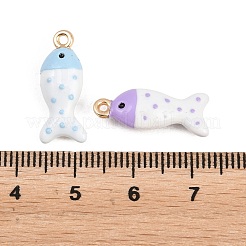 合金エナメルチャーム  魚のチャーム  ゴールドカラー  ミックスカラー  20x8x5mm  穴：1.4mm&nbsp;ENAM-D320-09