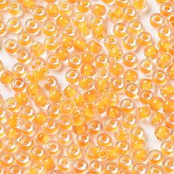 ガラス玉  色の内側  丸い穴  ラウンド  オレンジ  4x3mm  穴：1.4mm  7650個/ポンド&nbsp;SEED-H002-J-A706