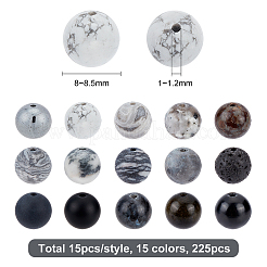 225Pcs 15 Style Natural & Synthetic Gemstone Beads&nbsp;G-BC0001-12