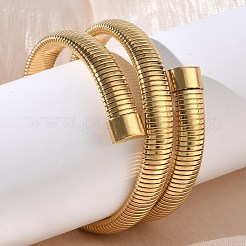 304ステンレススチール製スネークチェーンバングル  幅広のバングル  ゴールドカラー  内径：2-1/8インチ（5.5cm）&nbsp;BJEW-F522-01G