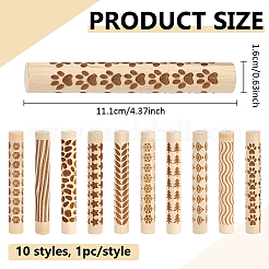 10Pcs 10 Styles Wooden Handle Clay Texture Roller&nbsp;TOOL-ME0001-12