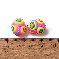 ガラスエナメルビーズ  手描きのビーズ  オーバル  ショッキングピンク  15~16.5x12~13mm  穴：1.5mm&nbsp;GLAA-C038-01C