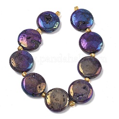 Electroplated Natural Druzy Geode Crystal Beads Strands&nbsp;G-G459-04G