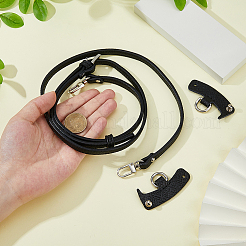 レザーショルダーストラップ  合金パーツ  バッグストラップ用交換アクセサリー用  ブラック  1000~1017x8.8mm&nbsp;FIND-WH0111-571B