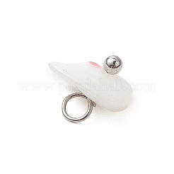 天然のトロカス貝のナゲットチャーム  真鍮のループを有します  ホワイト  プラチナ  7~8x9~11x6.5~7.5mm  穴：1.6mm&nbsp;PALLOY-JF03439-02