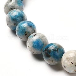 Natural K2 Stone/Raindrop Azurite Round Beads Stretch Bracelet for Men Women&nbsp;BJEW-JB06812
