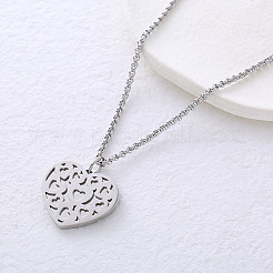 304 Stainless Steel Hollow Heart Pendant Necklaces for Women&nbsp;BC6526